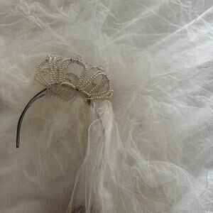 Vintage Beaded Crown Veil Headpiece